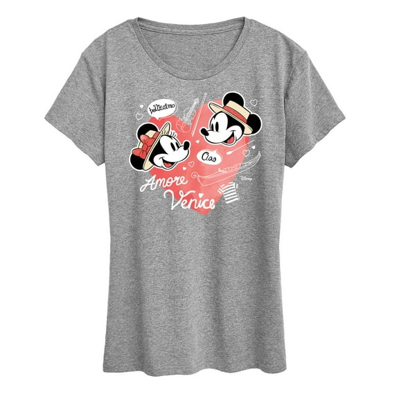 Disney - Mickey & Friends - Minnie & Mickey in Paris - Amore Venice - Bellissimo - Women's Short Sleeve Graphic T-Shirt