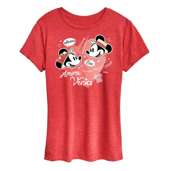 Disney - Mickey & Friends - Minnie & Mickey in Paris - Amore Venice - Bellissimo - Women's Short Sleeve Graphic T-Shirt