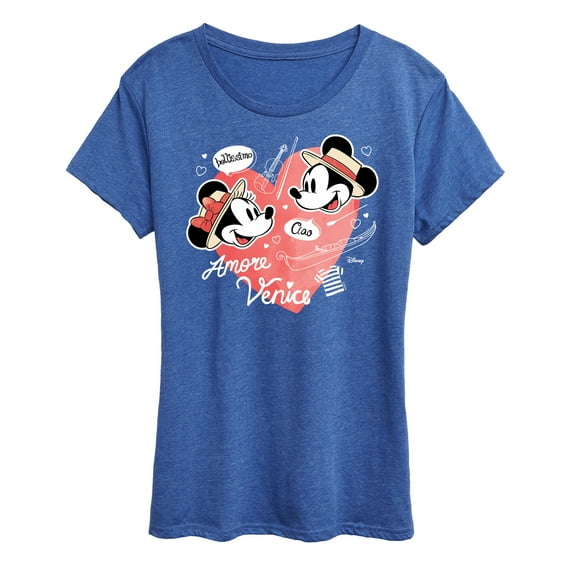 Disney - Mickey & Friends - Minnie & Mickey in Paris - Amore Venice - Bellissimo - Women's Short Sleeve Graphic T-Shirt