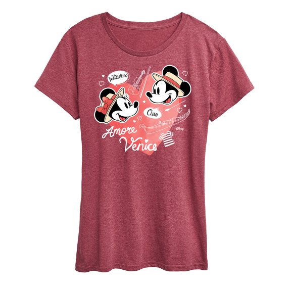 Disney - Mickey & Friends - Minnie & Mickey in Paris - Amore Venice - Bellissimo - Women's Short Sleeve Graphic T-Shirt