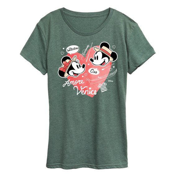 Disney - Mickey & Friends - Minnie & Mickey in Paris - Amore Venice - Bellissimo - Women's Short Sleeve Graphic T-Shirt