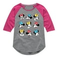 thumbnail image 1 of Disney - Mickey & Friends - Minnie Mouse - All the Expressions of Minnie - Toddler And Youth Girls Raglan Graphic T-Shirt, 1 of 5