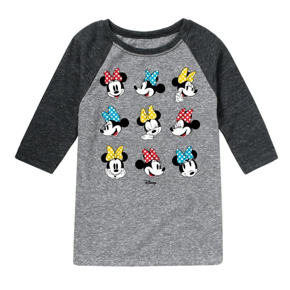 Disney - Mickey & Friends - Minnie Mouse - All the Expressions of Minnie - Toddler And Youth Raglan Graphic T-Shirt