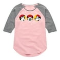 thumbnail image 1 of Disney - Mickey & Friends - Minnie Mouse - All the Faces of Minnie - Toddler And Youth Girls Raglan Graphic T-Shirt, 1 of 5