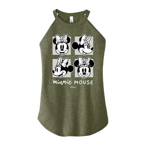 Disney - Mickey & Friends - Minnie Mouse - Black & White Photo Grid - Juniors High Neck Tank Top