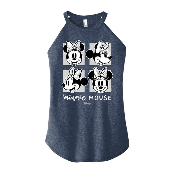Disney - Mickey & Friends - Minnie Mouse - Black & White Photo Grid - Juniors High Neck Tank Top