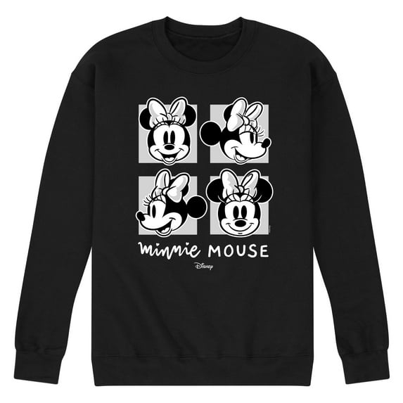 Disney - Mickey & Friends - Minnie Mouse - Black & White Photo Grid - Men's Crew Neck Fleece Pullover