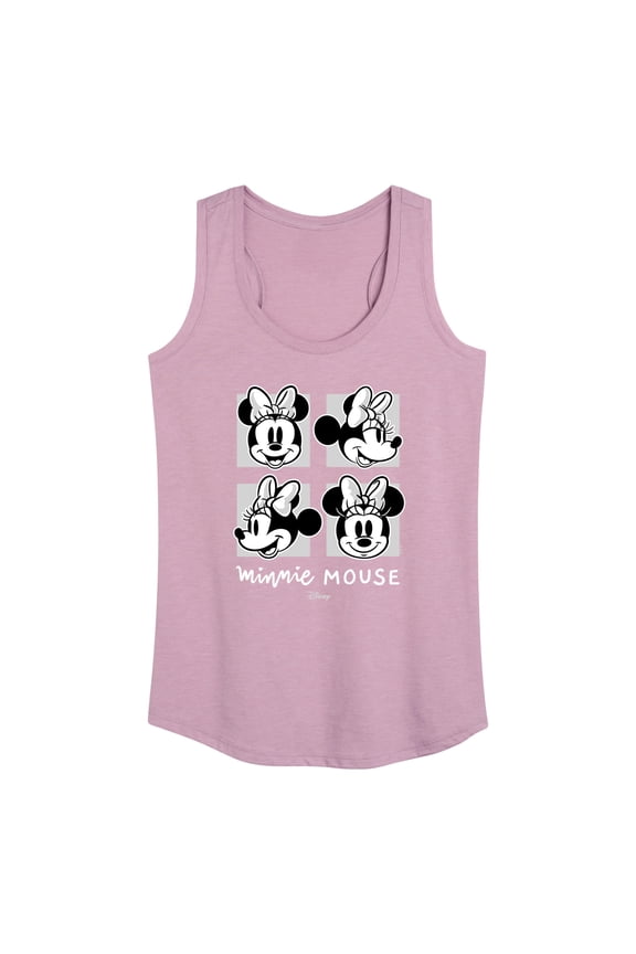 - Mickey & Friends - Minnie Mouse - Black & White Photo Grid - Women's Racerback Tank Top