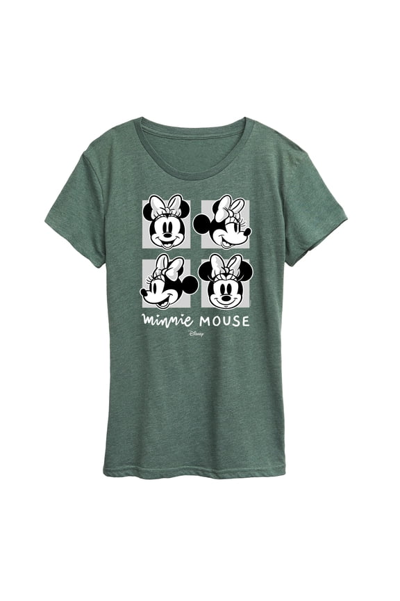 - Mickey & Friends - Minnie Mouse - Black & White Photo Grid - Women's Short Sleeve Graphic T-Shirt