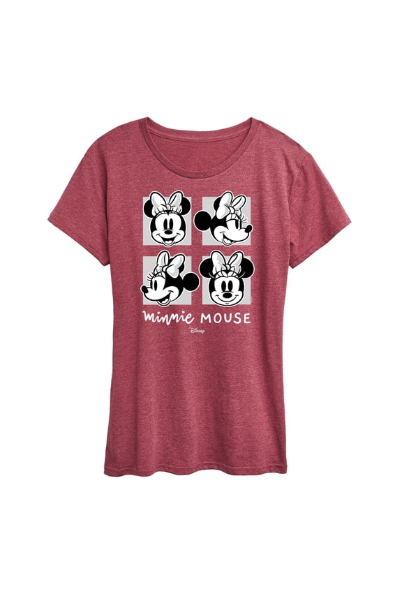 - Mickey & Friends - Minnie Mouse - Black & White Photo Grid - Women's Short Sleeve Graphic T-Shirt