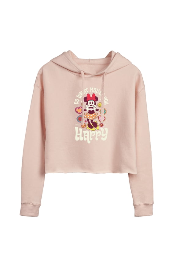 - Mickey & Friends - Minnie Mouse - Do What Makes You Happy - Juniors Cropped Pullover Hoodie