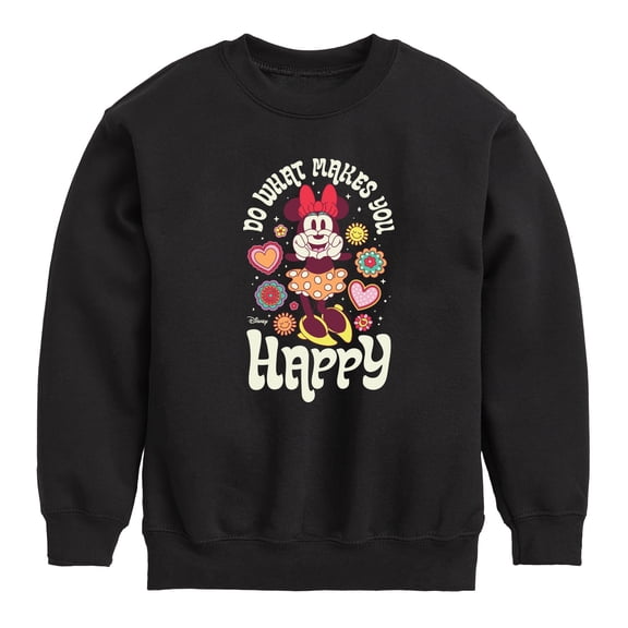 Disney - Mickey & Friends - Minnie Mouse - Do What Makes You Happy - Toddler And Youth Crewneck Fleece Sweatshirt