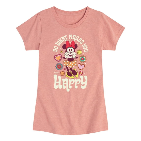 Disney - Mickey & Friends - Minnie Mouse - Do What Makes You Happy - Toddler And Youth Girls Short Sleeve Graphic T-Shirt