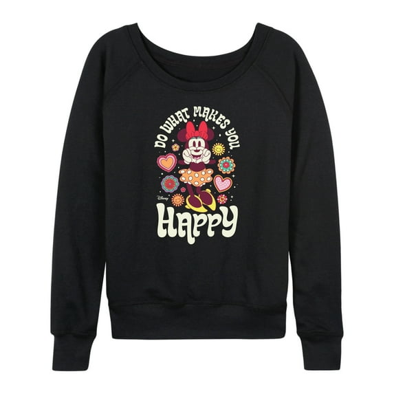 Disney - Mickey & Friends - Minnie Mouse - Do What Makes You Happy - Women's Lightweight French Terry Long Sleeve Shirt