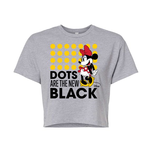 Disney - Mickey & Friends - Minnie Mouse - Dots Are the New Black - Juniors Cropped Cotton Blend T-Shirt