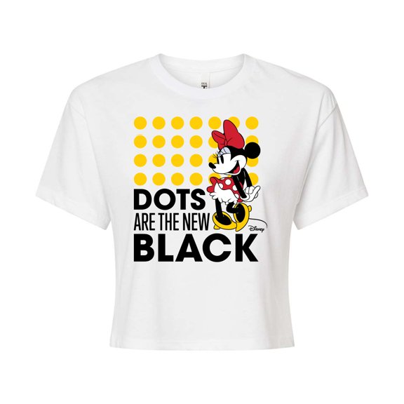 Disney - Mickey & Friends - Minnie Mouse - Dots Are the New Black - Juniors Cropped Cotton Blend T-Shirt