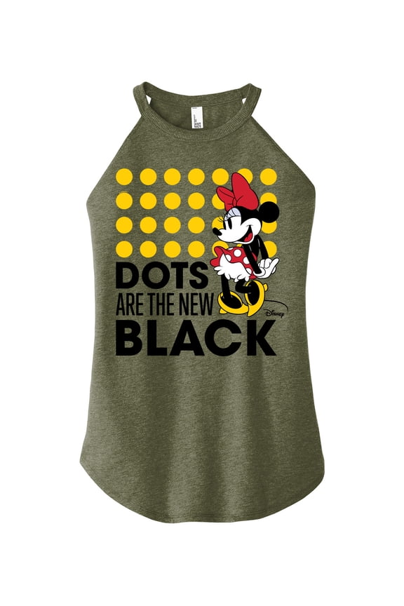 - Mickey & Friends - Minnie Mouse - Dots Are the New Black - Juniors High Neck Tank Top