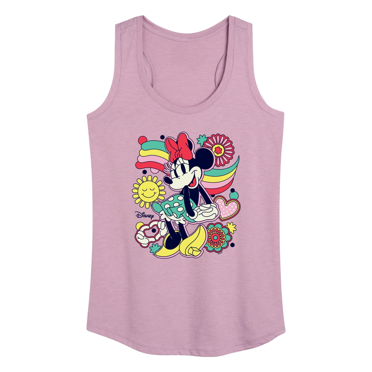 Women's Mickey & Friends Smiling Minnie Mouse Portrait Racerback Tank Top  White Heather X Small