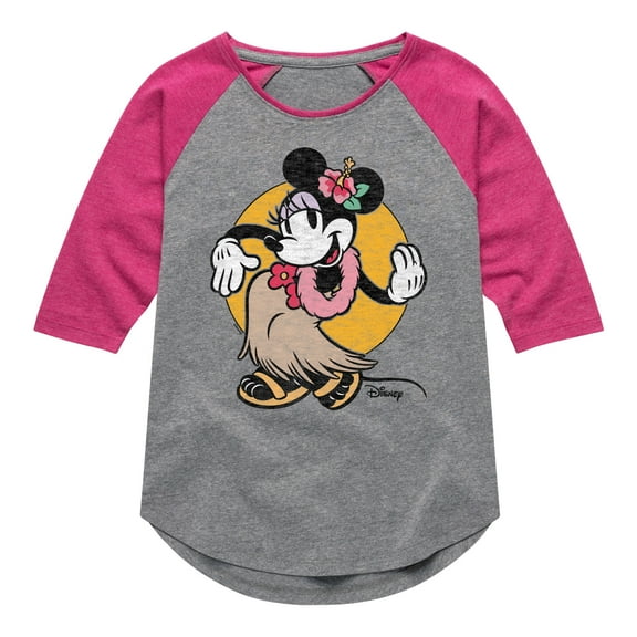 Disney - Mickey & Friends - Minnie Mouse - Hawaii Hula - Toddler And Youth Girls Raglan Graphic T-Shirt