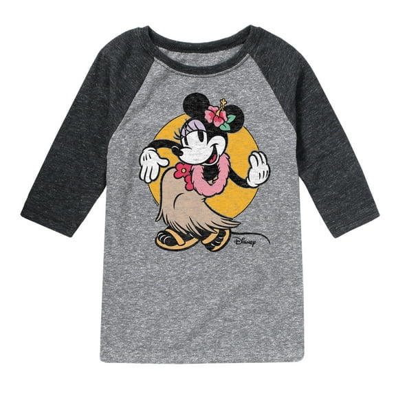 Disney - Mickey & Friends - Minnie Mouse - Hawaii Hula - Toddler And Youth Raglan Graphic T-Shirt
