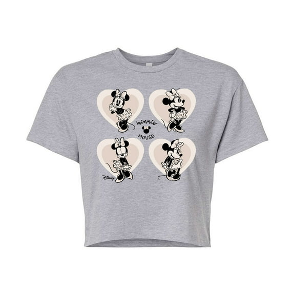 Disney - Mickey & Friends - Minnie Mouse Hearts You - Juniors Cropped Cotton Blend T-Shirt