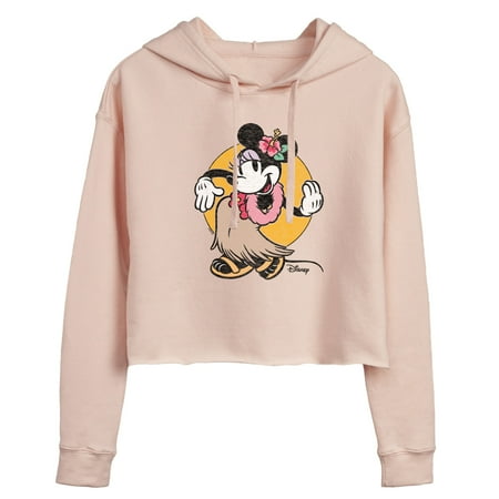 Disney - Mickey & Friends - Minnie Mouse - Hulu Girl - Juniors Cropped Pullover Hoodie