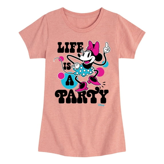 Disney - Mickey & Friends - Minnie Mouse - Life is a Party - Toddler And Youth Girls Short Sleeve Graphic T-Shirt