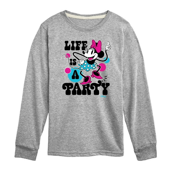 Disney - Mickey & Friends - Minnie Mouse - Life is a Party - Toddler And Youth Long Sleeve Graphic T-Shirt