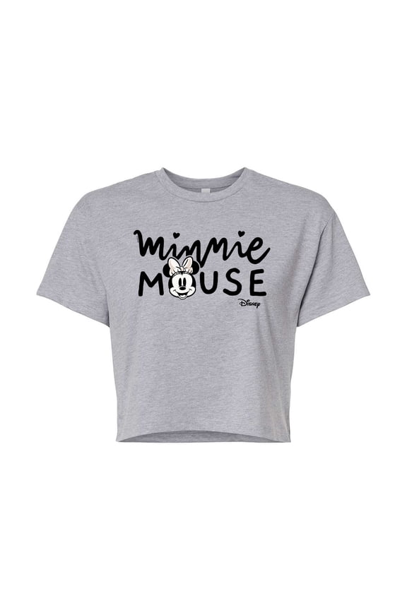 - Mickey & Friends - Minnie Mouse Original - Juniors Cropped Cotton Blend T-Shirt