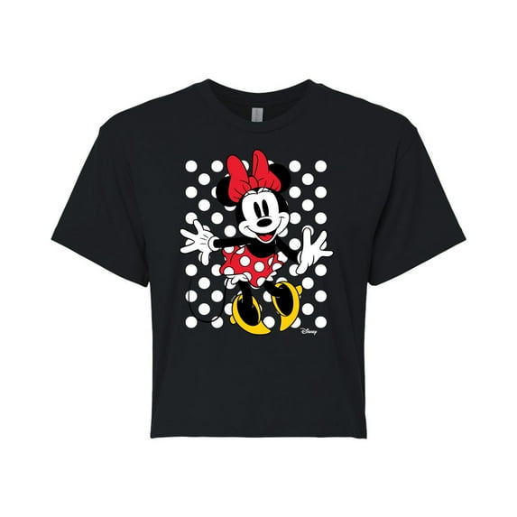 Disney - Mickey & Friends - Minnie Mouse - Polka Dots Everywhere - Juniors Cropped Cotton Blend T-Shirt