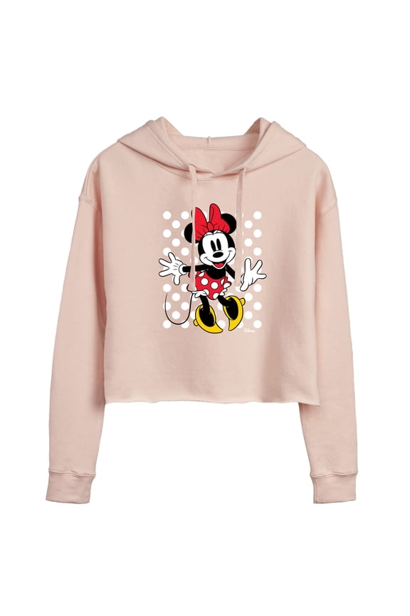 - Mickey & Friends - Minnie Mouse - Polka Dots Everywhere - Juniors Cropped Pullover Hoodie