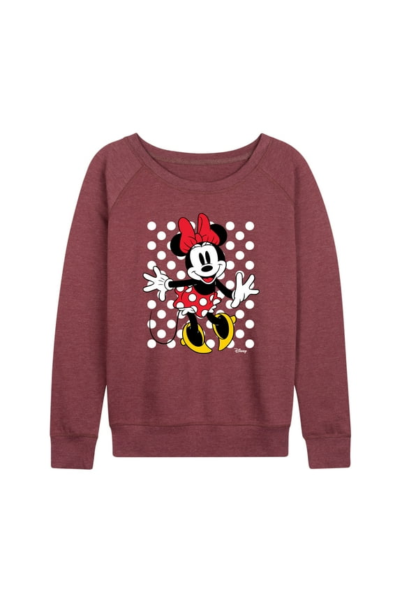 - Mickey & Friends - Minnie Mouse - Polka Dots Everywhere - Women's Lightweight French Terry Long Sleeve Shirt