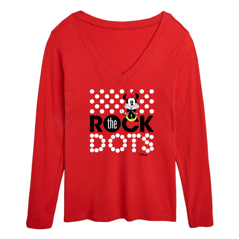 Disney - Mickey & Friends - Minnie Mouse - Rock the Dots - Women's Long  Sleeve V-Neck Graphic T-Shirt