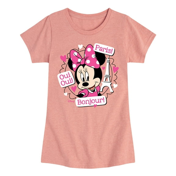 Disney - Mickey & Friends - Minnie Mouse Speaks French - Oui Oui, Paris, Bonjour - Toddler And Youth Girls Short Sleeve Graphic T-Shirt