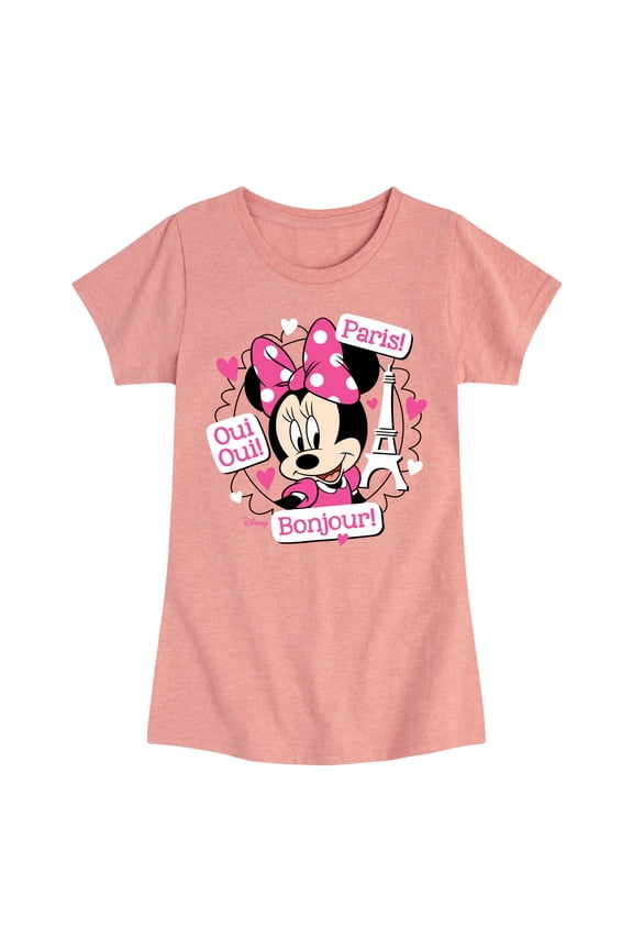 - Mickey & Friends - Minnie Mouse Speaks French - Oui Oui, Paris, Bonjour - Toddler And Youth Girls Short Sleeve Graphic T-Shirt