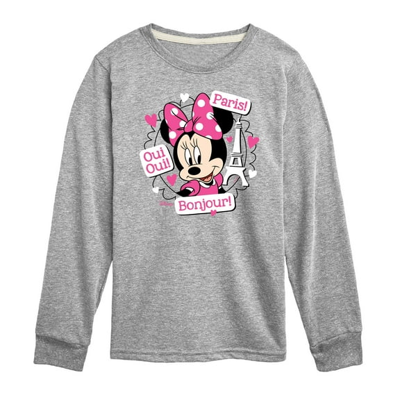 Disney - Mickey & Friends - Minnie Mouse Speaks French - Oui Oui, Paris, Bonjour - Toddler And Youth Long Sleeve Graphic T-Shirt
