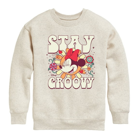 Disney - Mickey & Friends - Minnie Mouse - Stay Groovy - Toddler And Youth Crewneck Fleece Sweatshirt