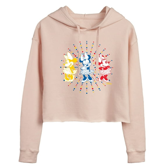 Disney - Mickey & Friends - Minnie Mouse - Sunburst of Colors - Juniors Cropped Pullover Hoodie