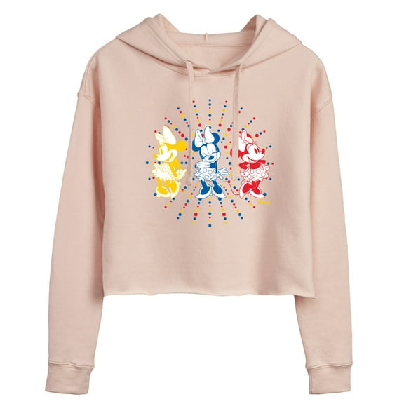 Disney - Mickey & Friends - Minnie Mouse - Sunburst of Colors - Juniors Cropped Pullover Hoodie