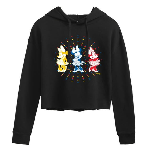 Disney - Mickey & Friends - Minnie Mouse - Sunburst of Colors - Juniors Cropped Pullover Hoodie