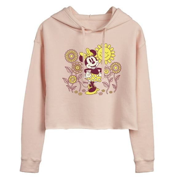Disney - Mickey & Friends - Minnie Mouse - Sunshine & Flowers - Juniors Cropped Pullover Hoodie
