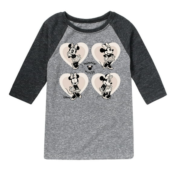 Disney - Mickey & Friends - Minnie Mouse - Sweet Innocent Poses - Toddler And Youth Raglan Graphic T-Shirt