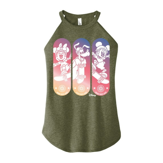 Disney - Mickey & Friends - Minnie, Pluto, & Mickey - Skate Crew - Juniors High Neck Tank Top