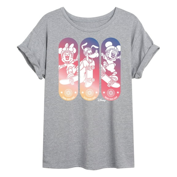 Disney - Mickey & Friends - Minnie, Pluto, & Mickey - Skate Crew - Women's Oversized T-Shirt