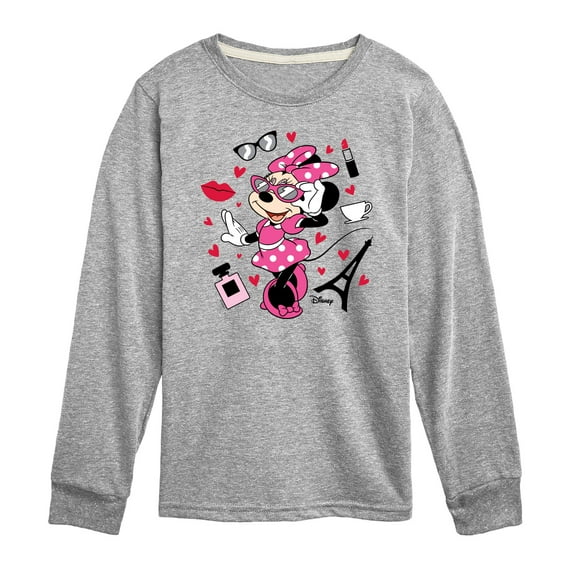 Disney - Mickey & Friends - Minnie - Pretty in Paris - Toddler And Youth Long Sleeve Graphic T-Shirt