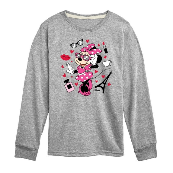 Disney - Mickey & Friends - Minnie - Pretty in Paris - Toddler And Youth Long Sleeve Graphic T-Shirt