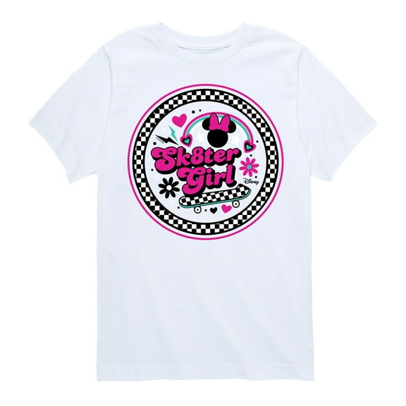 Disney - Mickey & Friends - Minnie - Sk8ter Girl - Finish Line Flag - Toddler And Youth Short Sleeve Graphic T-Shirt