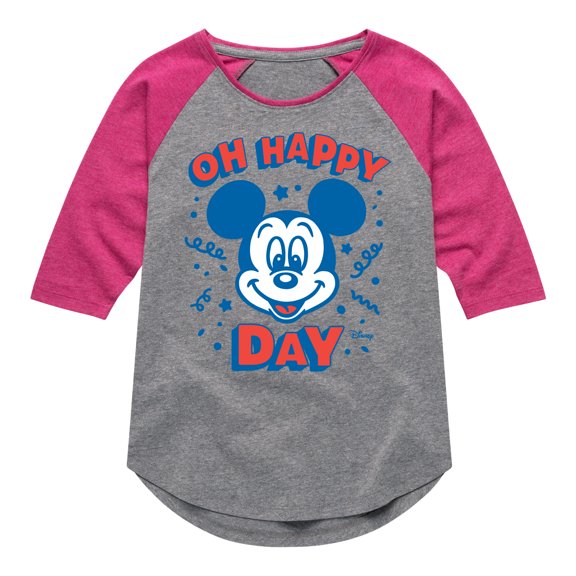 Disney - Mickey & Friends - Oh Happy Day - Toddler And Youth Girls Raglan Graphic T-Shirt