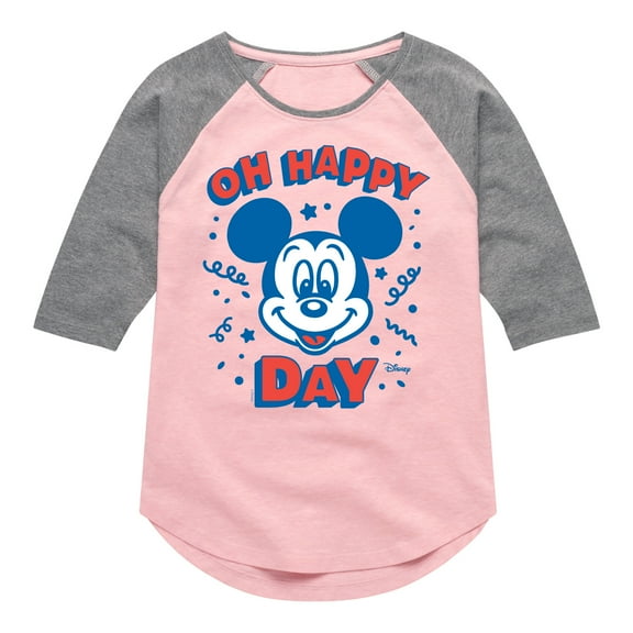 Disney - Mickey & Friends - Oh Happy Day - Toddler And Youth Girls Raglan Graphic T-Shirt