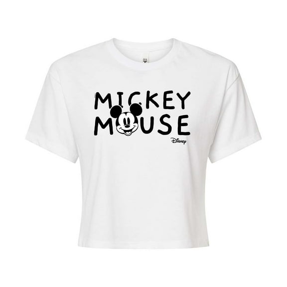 Disney - Mickey & Friends - Original Mickey - Juniors Cropped Cotton Blend T-Shirt